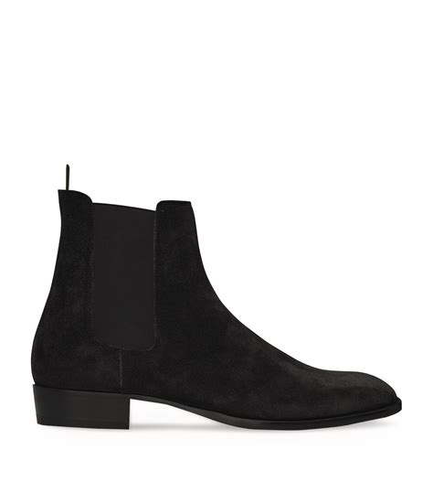 Mens Saint Laurent Black Suede Wyatt Chelsea Boots Harrods Uk