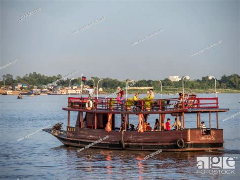 Ferry On The Mekong River At Phnom Penh Stock Photo Picture And