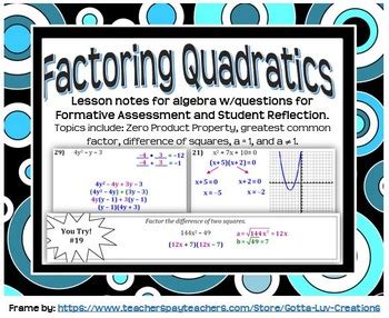 Factoring Quadratics Guided Notes For Algebra By Themagicnumber