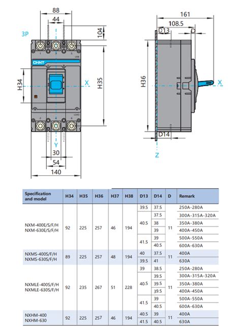 NXM 400S 3300 3P 400A Aptomat Chint MCCB 3 Pha 400A 50kA