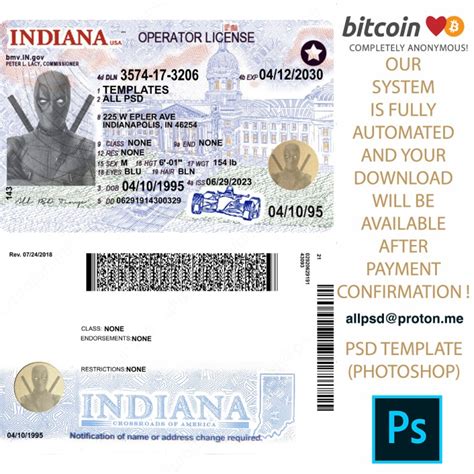 Indiana Driver License V2 Template All Psd Templates