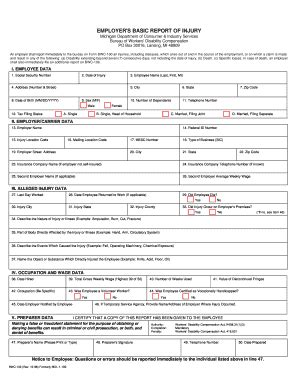 Fillable Online Employer S Basic Report Of Injury Form Bwc