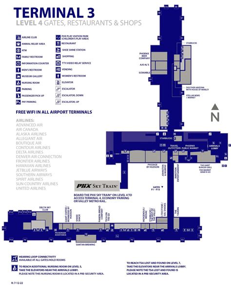 Terminal 3 map Sky Harbor Airport Phoenix PHX Arizona