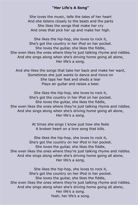 Alan Jackson lyrics...... Her Life's A Song!! | Merken