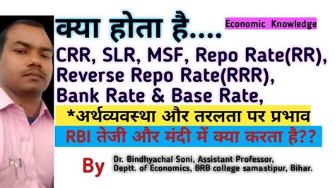 Kya Hai CRR SLR MSF Repo Rate Reverse Repo Rate Bank Rate Base