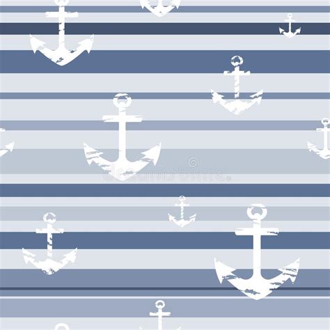 Navy Seamless Pattern Anchors Stripes Stock Illustrations 76 Navy