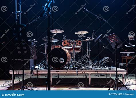 Percussions On Stage Musical Instrument Playing Drums Drum Sticks