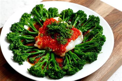 Sichuan Chopped Pickled Chilli Steamed Cod With Tenderstem Broccoli