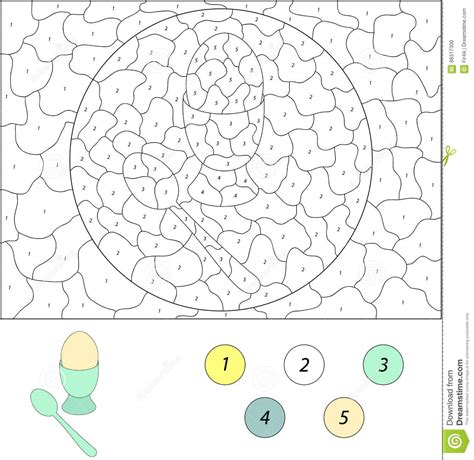 Uovo E Cucchiaio Del Fumetto Colore Dal Gioco Educativo Di Numero Per I