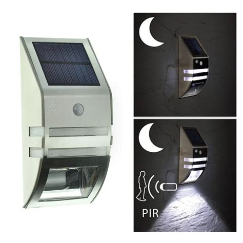 Outdoor Waterproof Stainless Steel 2leds Motion PIR Sensor Solar Wall