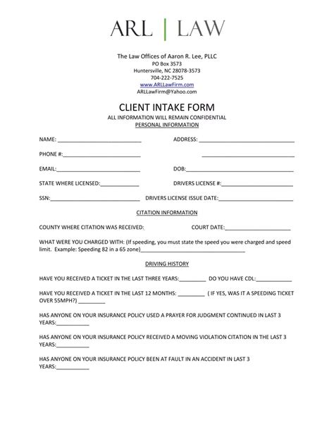 Lawyer Client Intake Form 2018 ≡ Fill Out Printable Pdf Forms Online