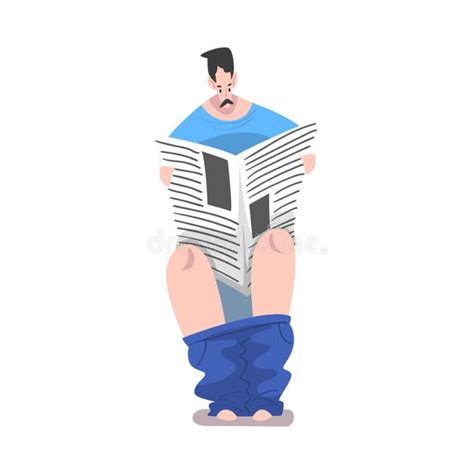 Man Sitting Toilet Reading Newspaper Stock Illustrations 47 Man Sitting Toilet Reading