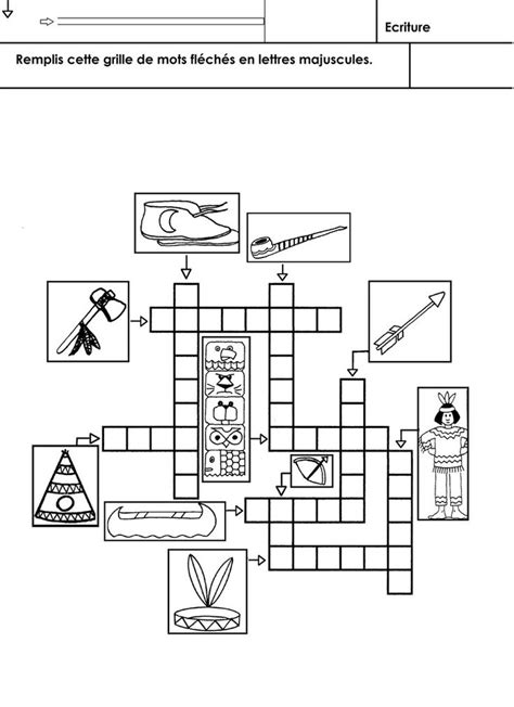 Les Indiens d Amérique mots fléchés école maternelle Gellow Indien