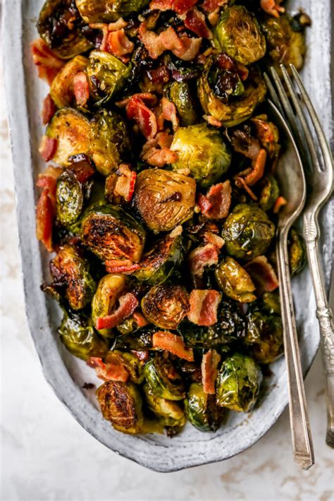 Roasted Brussels Sprouts With Bacon Balsamic Onions Yes To Yolks