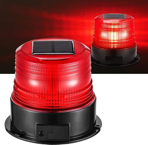 Solar Energy Led Beacon Light Red Emergency Magnetic Flashing Warning