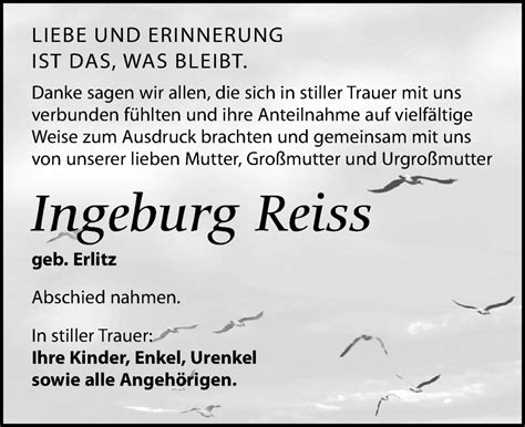 Traueranzeigen Von Ingeburg Reiss Trauer Anzeigen De