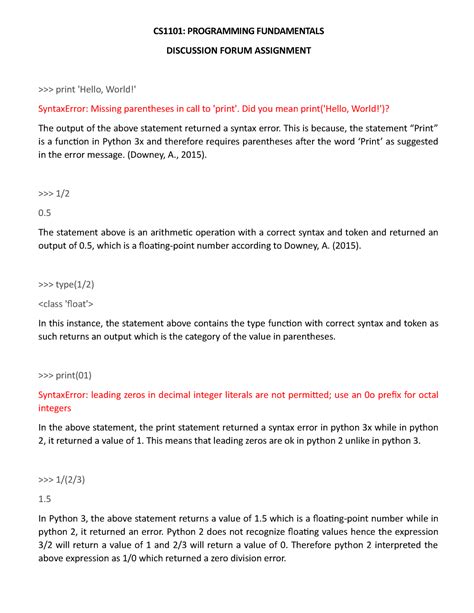 Cs Discussion Forum Unit Cs Programming Fundamentals