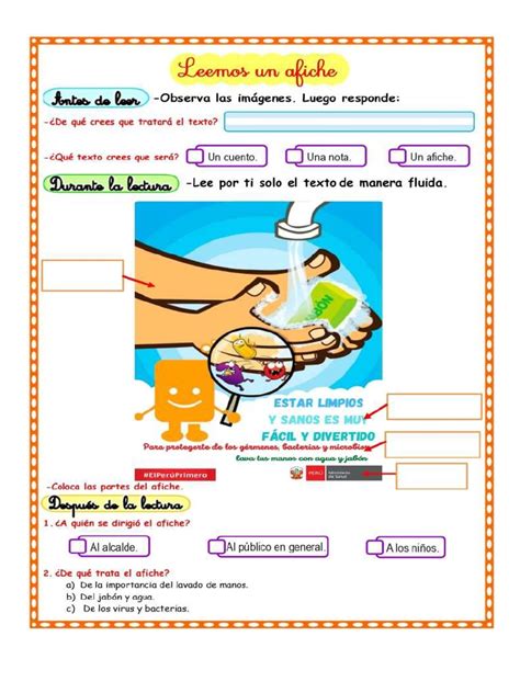 Ficha De Trabajo De Leemos Un Afiche Pdf