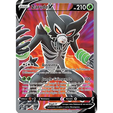 Zarude 167 185 Joyau Ultra rare de l extension Pokémon Épée et