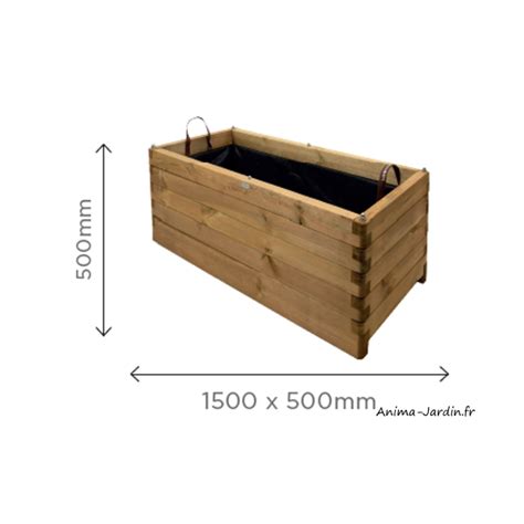 Jardinière en bois robuste rectangle bac fleur extérieur Solid pas