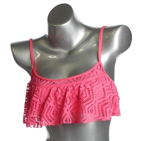 Becca By Rebecca Virtue Womens M Swim Top Bandeau Pink Chic Bikini Lace EBay