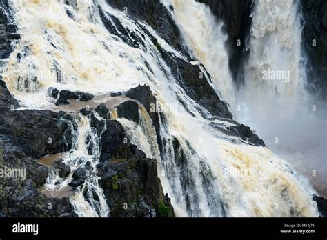 Close-up of Barron Falls in full flow during the Wet Season, near Kuranda and Cairns, Far North ...