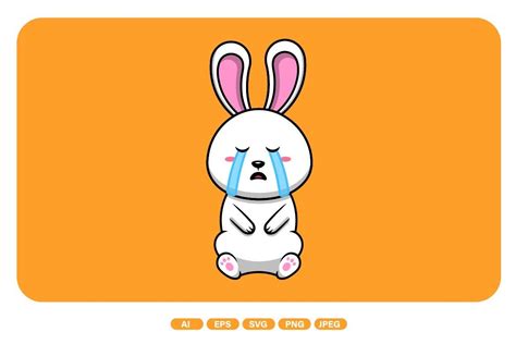 Cute Rabbit Crying Cartoon Graphic by mokshastuff · Creative Fabrica