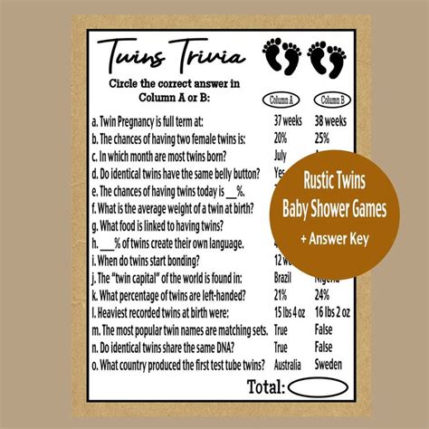 A Baby Shower Game For Twins With The Words Twins Trivia Written In