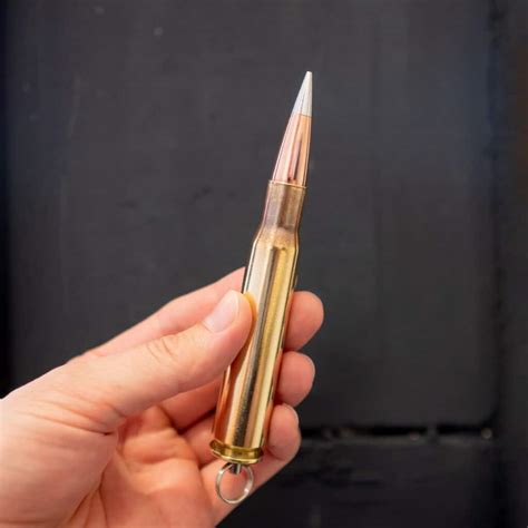 50 BMG 12 7 99 mm NATO Patrone Anhänger mit Silver Tip Geschoss