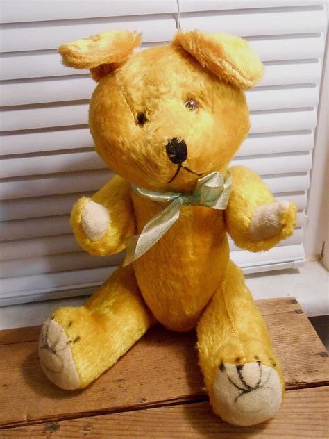 Vintage Japan Teddy Bear Squeaker 12 Glass Eyes Nm Etsy