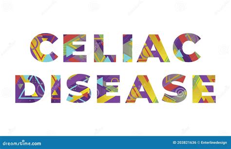 Celiac Disease Concept Retro Colorful Word Art Illustration Stock