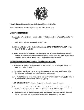 Fillable Online Efiling Probate And Guardianship Cases In The Randall