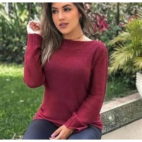 Blusa Tricot Basica De Frio Feminina Manga Longa Shopee Brasil