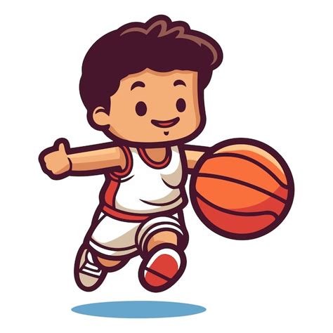 Premium Vector Cartoon Boy Playing Basketball Isolated On White