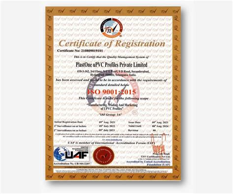 Certificates About Plastone Upvc Windows