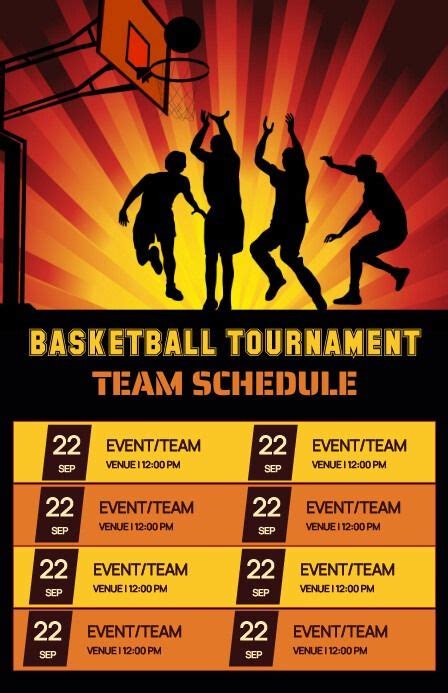 Basketball Tournament Team Schedule Printable Postermywall In 2024