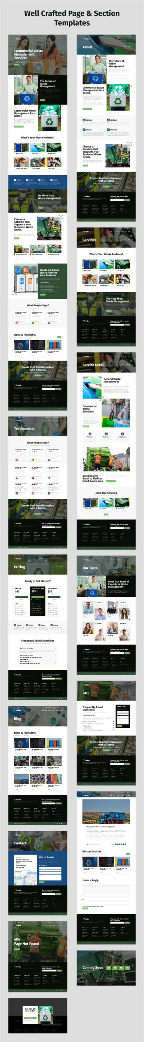 Trasha Waste Management Recycling Service Elementor Template Kit
