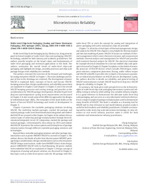 book reviw wafer level chip scale packaging