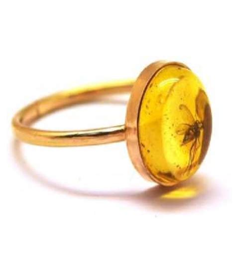 Ratti Natural Amber Stone Unheated Lab Certified Pure Gold Plated