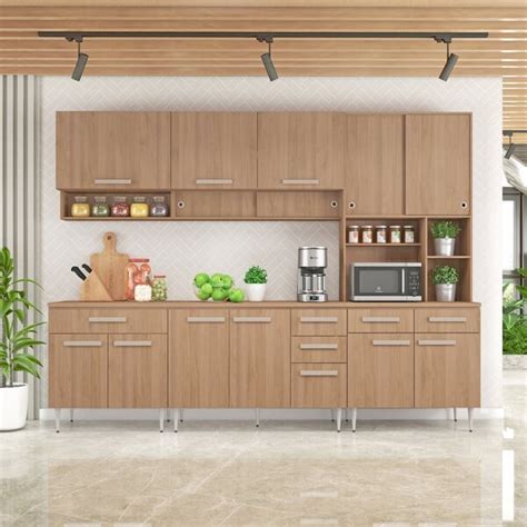 Cozinha Modulada Completa Tampo 6 Peças 13 Portas 5 Gavetas