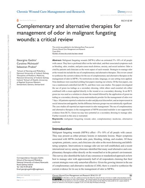 PDF Complementary And Alternative Therapies For Management Of Odor In