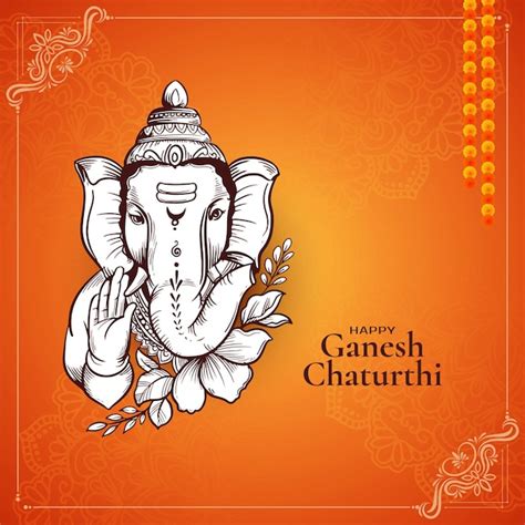 Feliz Ganesh Chaturthi Festival Tradicional Indio Con Un Fondo Elegante