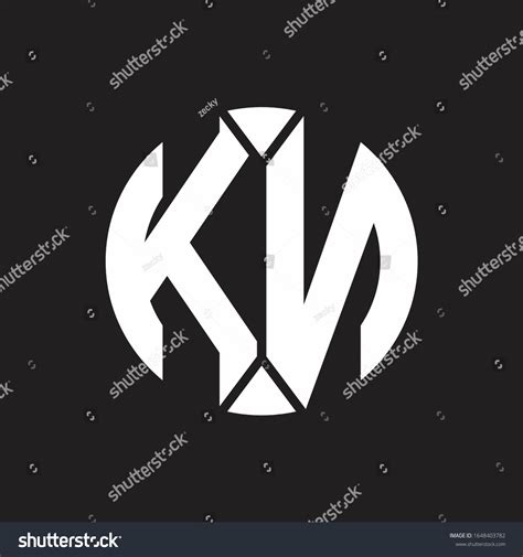 Kn Logo Monogram Piece Circle Ribbon Stock Vector Royalty Free