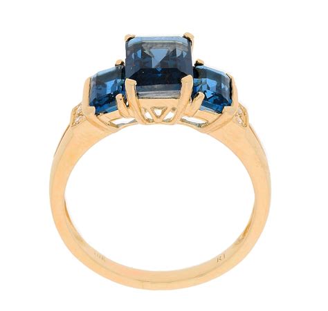 Jewellery Rings Cirari 10k Yellow Gold 3 Stone London Blue Topaz