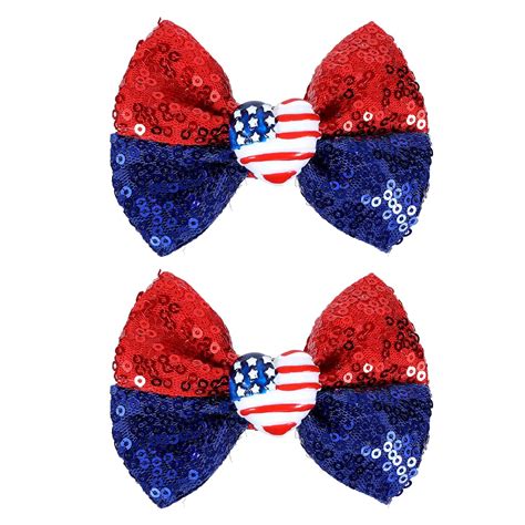 Amazon 4th Of July Hair Bow Clips Glitter Sequin Patriotic Hair