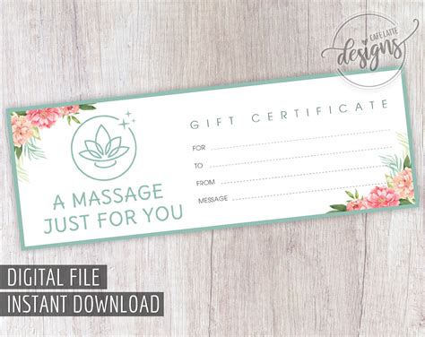 Massage T Certificate Birthday T Certificate Printable Etsy Canada