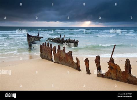 Wreck On Australian Beach At Sunrise Ss Dicky Wreck Dicky Beach