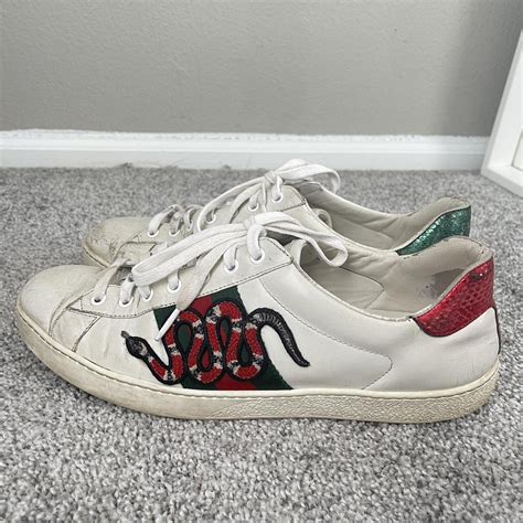 •mens gucci snake embroidered sneakers size US... - Depop