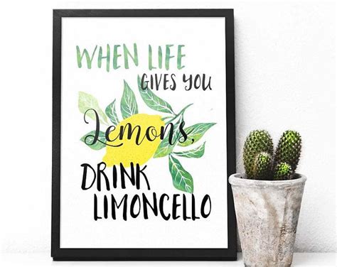 When Life Gives You Lemons Drink Limoncello Watercolor Hand