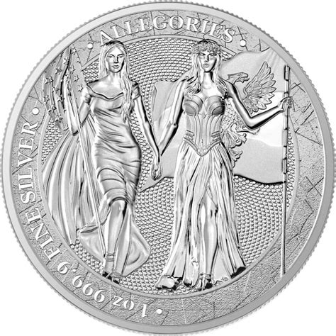 Round The Allegories Columbia Germania 2019 1 Oz Silber 32 19